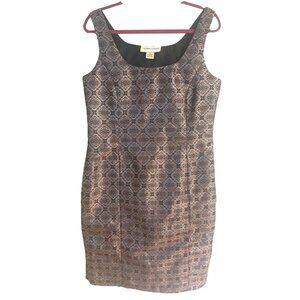 Victor Costa Cocktail Dress Size 12 Sheath Sleeveless Metallic Purple Lined